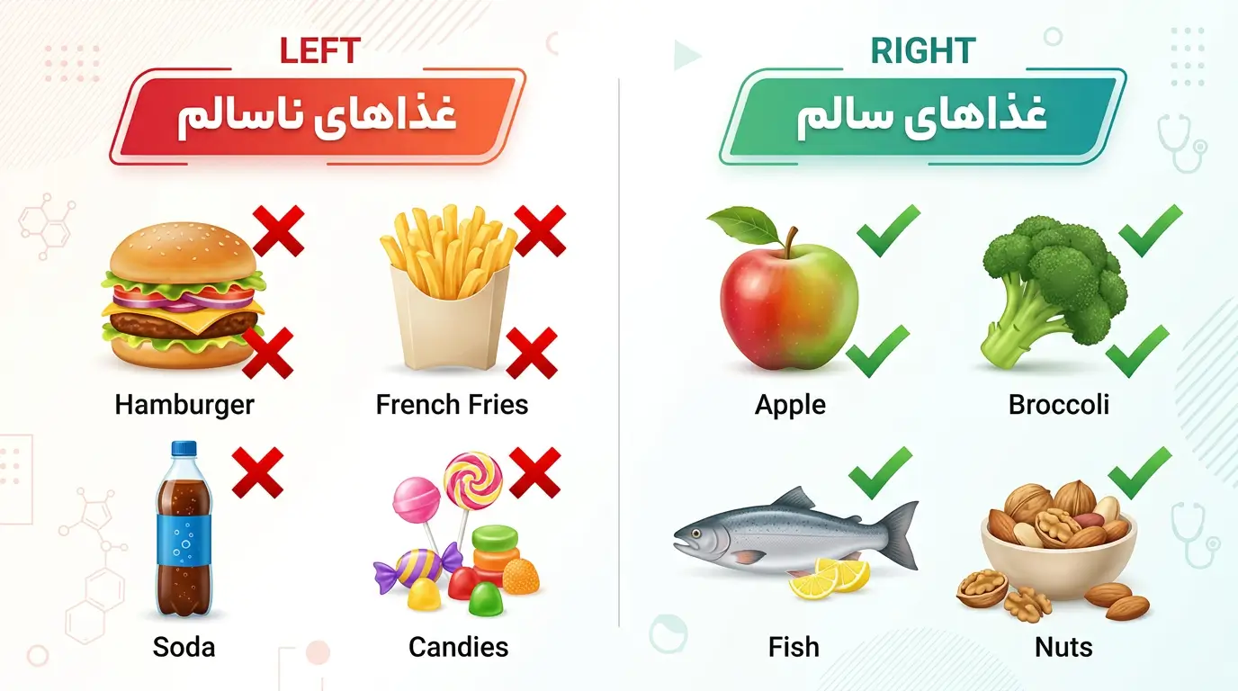 اینفوگرافیک غذاهای مضر و مفید