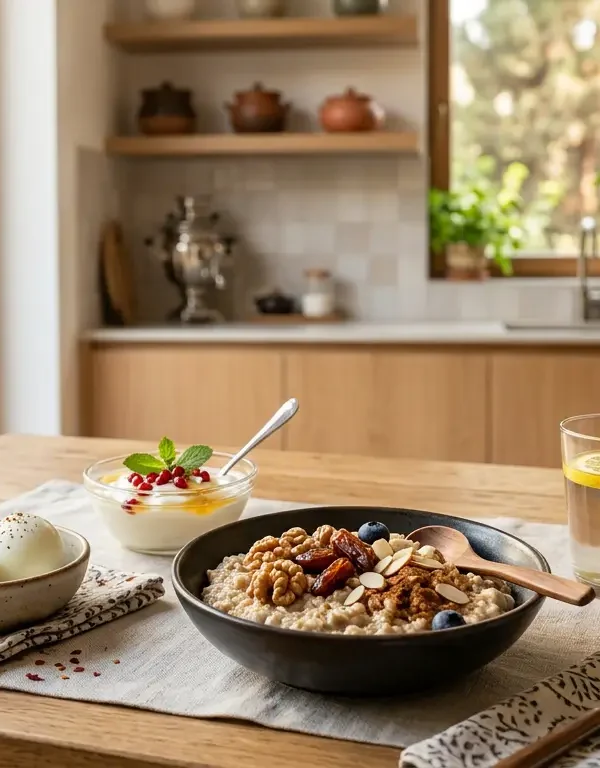 صبح ناشتا برای لاغری چه بخوریم - میز صبحانه سالم با تخم مرغ و میوه
